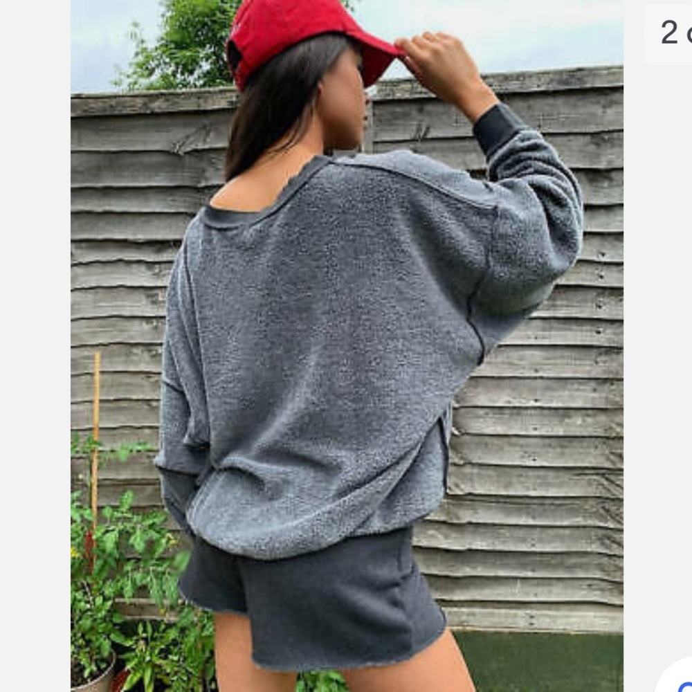 Free People Kelly Sweatshirt And Shorts Set Storm Gray - Picture 6 of 14